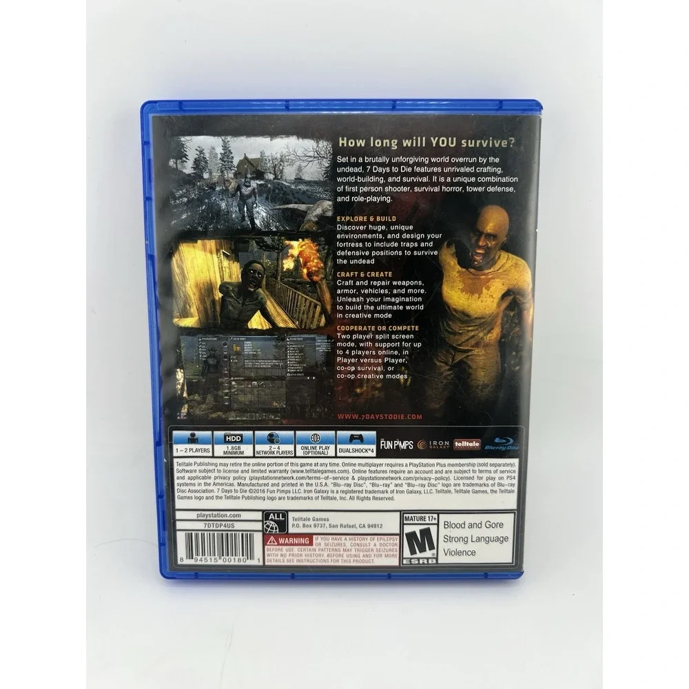 7‎ Days to Die (Sony PlayStation 4, 2016) PS4 Tested